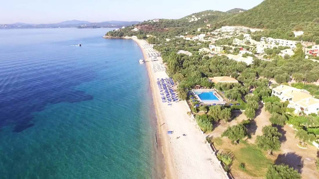 barbati cost beach organised corfu north corfu swimming poll restaurants beach bars tourism summer holidays vacation